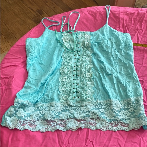 Blue Lace Spaghetti Strap Camisole - Picture 1 of 11